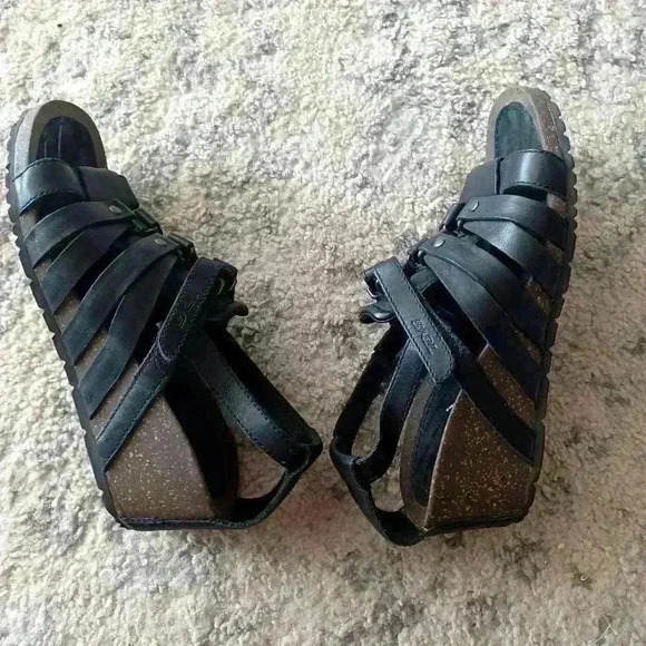Teva Cabrillo Wedge Black Leather Gladiator Sandal 7 - Picture 7 of 14